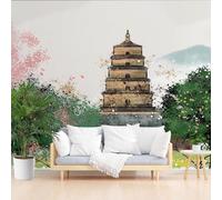 Non-Woven Photo Wallpaper Chinese Vintage Building Big Wild Goose Pagoda 500x280cm(W x H) Wall Mural Wallpaper for Living Room Bedroom Murals Decoration Vintage Building Floral Poster Picture