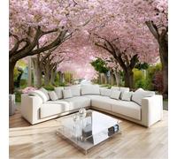 Non-Woven Photo Wallpaper for Children's Room 400 x 280 cm, Beautiful Street Flowers Trees Themed Playful Wallpaper for Nurseries Playrooms Children's Bedroom - Colorful