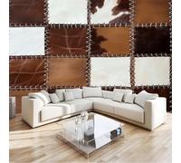 Non-Woven Photo Wallpaper Mural Multicolor 300 x 210 cm - 3D Retro Patchwork Fur Plaid Wall Decoration for Children's Bedroom TV Background - Modern Art Print Poster Housewarming Gift