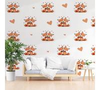 Non-Woven Photo Wallpaper Painted Animal Fox 365x254cm(W x H) Wall Mural Wallpaper for Living Room Bedroom Children's Room Corridor Murals Decoration Modern Couple Fox Poster Picture