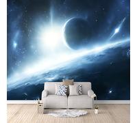 Non-Woven Photo Wallpaper Planet Universe 3D Pattern Galaxy Wall Mural 450x315 cm Durable Waterproof Easy to Clean Wall Paper for Living Room Corridor Café Gallery Office Decoration Mural Poster