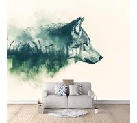 Non-Woven Photo Wallpaper Wolf Tree Modern 3D Pattern Animal Wall Mural 400x280 cm Durable Waterproof Easy to Clean Wall Paper for Living Room Corridor Café Gallery Office Decoration Mural Poster