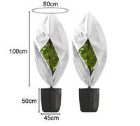 Non-Woven Plant Protection Cover for Frost, Snow & Wind - Breathable, Windproof with Drawstring + Zipper Closure, 80x100cm + 45x50cm Set for Gard(White)