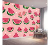 Non-Woven Premium Art - Cute Summer Fruit Watermelon Slices Wall Mural Home Poster Decoration, 200 x 140 cm (W x H) Print Wall Mural 3D Effect for Bedroom Living Room Children’s Room, Pink