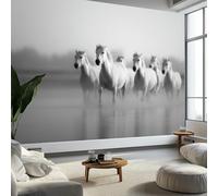 Non-Woven Premium Artistic Animal Horse Wallpaper, 3D Panoramic Custom Light GrayWallpaper Mural 79 x 55 inch (W x H) - Living Room Background Decoration Poster
