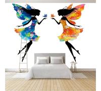 Non-Woven Premium Hand-Drawn Fairy Animals Wallpaper, 3D Panoramic Custom CreamWallpaper Mural 98 x 69 inch (W x H) - Living Room Background Decoration Poster