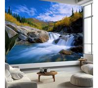 Non-Woven Premium Nature Delicate Waterfall Wallpaper, 3D Panoramic Custom BlueWallpaper Mural 157 x 110 inch (W x H) - Living Room Background Decoration Poster