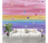 Non-Woven Premium Wall Mural 250x175cm Cartoon Five-Pointed Star Pattern No Residue Removable Waterproof Decals Art Wallpaper Colorful for Nursery Classroom Kitchen Office Sofa Background