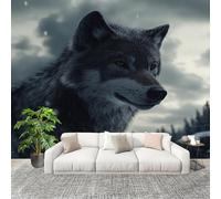 Non-Woven Premium Wall Mural 350x256cm Snow Animal Gray Wolf No Residue Removable Waterproof Decals Art Wallpaper Grey for Nursery Classroom Kitchen Office Sofa Background