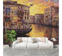 Non-Woven Premium Wall Mural 350x256cm Urban Architectural Geometry No Residue Removable Waterproof Decals Art Wallpaper Colorful for Nursery Classroom Kitchen Office Sofa Background