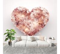 Non-Woven Premium Wall Mural 400x280cm Romantic Heart-Shaped Geometric No Residue Removable Waterproof Decals Art Wallpaper White for Nursery Classroom Kitchen Office Sofa Background