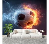 Non-Woven Premium Wall Mural 400x280cm Sports Football Theme No Residue Removable Waterproof Decals Art Wallpaper Red for Nursery Classroom Kitchen Office Sofa Background