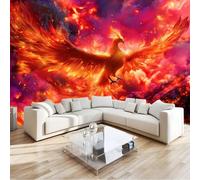 Non-Woven Red Photo Wallpaper, Fantasy Beautiful Fire Giant Bird Wall Murals for Bedroom Living Room TV Backdrop Hallway Hall Lounge - 200 x 140 cm