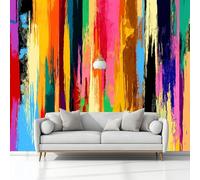 Non-Woven Wall Mural 400 x 280 cm Art Vertical Stripes Paint Graffiti, Living Spaces & Feature Walls, Wallpaper for Bedroom Dining Hallway Kitchen Home Decor Multicolor