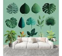 Non-Woven Wall Mural Decoration Poster Picture Murals 200x140cm Plant Leaf Texture 3D Mural Print Photo Wallpaper Dark Green for Corridor livingroom Kids Bedroom