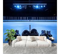 Non-Woven Wall Mural Decoration Poster Picture Murals 400x280cm Ice Hockey Rink Theme 3D Mural Print Photo Wallpaper Blue for Corridor livingroom Kids Bedroom