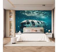 Non Woven Wall Mural Poster Airplane Wreckage Pattern 400 x 280 CM Photo Wallpaper, Modern Style Matte Waterproof Large Wall Murals, Customizable Wall Paper Mural for Various Space Decoration
