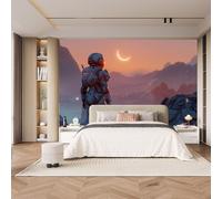 Non Woven Wall Mural Poster Astronaut 150 x 105 CM Photo Wallpaper, Space Rocks Moon Matte Waterproof Large Wall Murals, Customizable Wall Paper Mural for Various Space Decoration