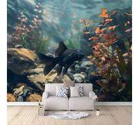 Non Woven Wall Mural Poster Fish 300 x 210 CM Photo Wallpaper, Aquatic Plants Fish Matte Waterproof Large Wall Murals, Customizable Wall Paper Mural for Various Space Decoration