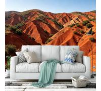 Non Woven Wall Mural Wallpaper 250 × 175 cm 3D Panoramic Red Canyon Mountain Landscape Wall Decor Desert Rock Nature Wallpaper for Living Room Bedroom Office Tv Background Red Canyon 250 × 175 Cm
