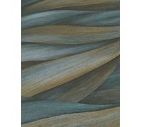 Erismann Waves Nature Leaves Motif Metallic Textured Blue Wallpaper 10257-08