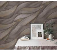 Non-Woven Wallpaper 10257-10 Casual Chic Waves Pattern Dark Grey Brown