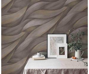 Non-Woven Wallpaper 10257-10 Casual Chic Waves Pattern Dark Grey Brown