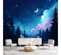 Non-Woven Wallpaper 300 x 210 cm Fantasy Art Photo Wallpaper Wall Mural Forest Starry Sky Murals Home Poster Decoration Wall Art Print for Living Room Kids Bedroom