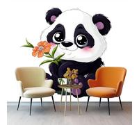 Non-Woven Wallpaper 300 X 210 Cm Natural Pets 3D Art Photo Wallpaper Mural Home Poster Decoration Black Panda Marigold Murals Wall Print for Living Room Kids Bedroom