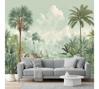 Non-Woven Wallpaper 300 X 210 Cm Tropical Animals Jungle 3D Art Photo Wallpaper Wall Mural Home Poster Decoration Green Gray Murals Wall Art Print for Living Room Kids Bedroom