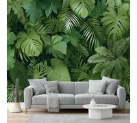 Non-Woven Wallpaper 300 X 210 Cm Tropical Monstera Fern 3D Art Photo Wallpaper Wall Mural Home Poster Decoration Green Dark Green Murals Wall Art Print for Living Room Kids Bedroom