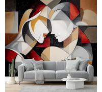 Non-Woven Wallpaper 350 X 256 Cm Cubism 3D Art Photo Wallpaper Mural Home Poster Decoration Black Human Face Geometric Colorful Blocks Murals Wall Art Print for Living Room Kids Bedroom