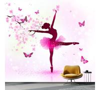 Non-Woven Wallpaper 350 X 256 Cm Light Luxury Ballet Dancer 3D Art Photo Wallpaper Wall Mural Home Poster Decoration Ballet Butterfly Flower Silhouette Murals Wall Art Print for Living Room