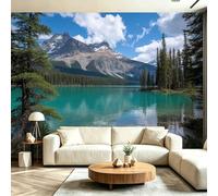 Non-Woven Wallpaper 350 x 256(WxH) - Wallcoverings with Alpine Lake Feature Wall for Living Room Bedroom TV Backdrop Hallway Green