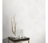 Non-woven wallpaper 3D effect triangle white cream metallic 10404-01 (3,47£/1qm)