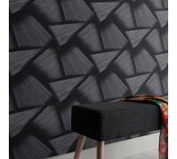 Erismann 10401-15 Spotlight 2 Non-Woven Wallpaper Design 3D Look Fans Black Metallic Gloss Geometric