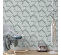Non-woven wallpaper 3D look graphic green grey metallic 10401-24 (3,30£/1qm)