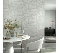 Non-woven wallpaper 3D look waves graphic grey pearl shine 35501 (5,52£/1qm)