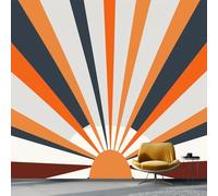Non-Woven Wallpaper 400 X 280 Cm Abstract Sun 3D Art Photo Wallpaper Wall Mural Home Poster Decoration Radiating Sun Pattern Murals Wall Art Print for Living Room Kids Bedroom