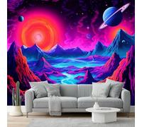 Non-Woven Wallpaper 400 X 280 Cm Fantasy 3D Art Photo Wallpaper Mural Home Poster Decoration Colorful Planet Mountains Murals Wall Art Print for Living Room Kids Bedroom
