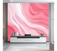 Non-Woven Wallpaper 400 x 280 cm Waves =, Minimalism Style Wallpaper Bedroom Living Room Children’s Room Sofa TV Background Cover for Small Cracks Deco, Pink White
