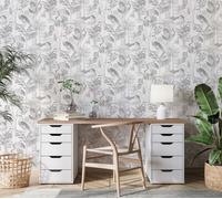 Non-woven wallpaper 47404 tropical trees birds white gray Marburg (5,02£/1qm)