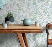 Non-woven wallpaper 47410 leaves Scandi style white blue Marburg (5,02£/1qm)