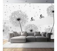 Non-Woven Wallpaper 79" x 55"/200 x 140 cm(WxH) 3D Dandelion Pattern, Simple Style Wallpaper Bedroom Living Room Children’s Room Sofa TV Background Cover for Small Cracks Deco, White