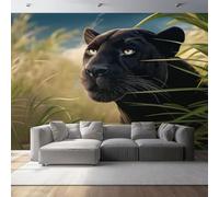 Non-Woven Wallpaper 79" x 55"/200 x 140 cm(WxH) Animal Leopard Pattern, Natural Style Wallpaper Bedroom Living Room Children’s Room Sofa TV Background Cover for Small Cracks Deco, Black