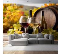 Non-Woven Wallpaper 79" x 55"/200 x 140 cm(WxH) Autumn Red Wine Pattern, Natural Style Wallpaper Bedroom Living Room Children’s Room Sofa TV Background Cover for Small Cracks Deco, Tan