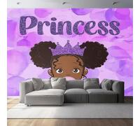 Non-Woven Wallpaper 79" x 55"/200 x 140 cm(WxH) Character and Princess Patterns, Cartoon Style Wallpaper Bedroom Living Room Children’s Room Sofa TV Background Cover for Small Cracks Deco, Purple