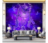 Non-Woven Wallpaper 79" x 55"/200 x 140 cm(WxH) Dreamcatcher Pattern, Dreamy Style Wallpaper Bedroom Living Room Children’s Room Sofa TV Background Cover for Small Cracks Deco, Purple