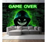 Non-Woven Wallpaper 79" x 55"/200 x 140 cm(WxH) Game Character Patterns, Cartoon Style Wallpaper Bedroom Living Room Children’s Room Sofa TV Background Cover for Small Cracks Deco, Black Green