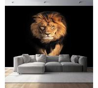 Non-Woven Wallpaper 79" x 55"/200 x 140 cm(WxH) Lion Pattern, Surrealist Style Wallpaper Bedroom Living Room Children’s Room Sofa TV Background Cover for Small Cracks Deco, Black